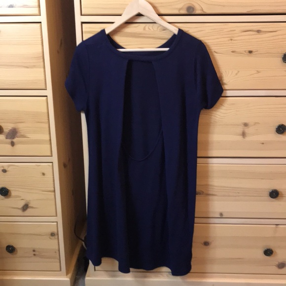 Lulus Jersey Knit Navy Cut Out Back T Shirt Dress Size Large - Picture 7 of 9